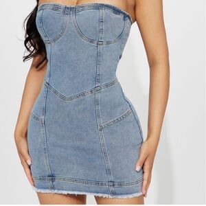 strapless denim dress
